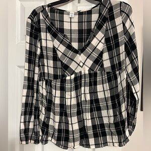 Old Navy Black and White Plaid Blouse